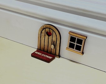 Love Door Edition Miniature Mouse (Fairy or Gnome Door: Laser Etched Wood 2” or 3” Tall