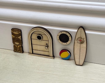 Handcrafted Beach Series Whimsical Miniature Home Decor. Mouse Door/Fairy/Elf Door: 2 Inches tall.