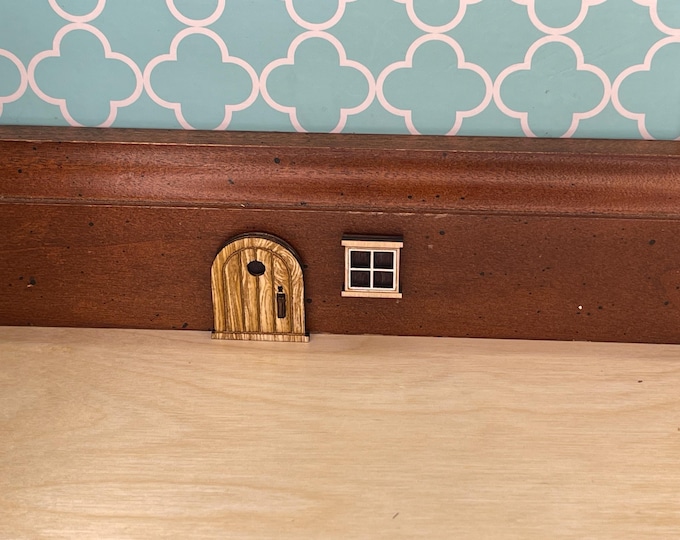 Mini Cute Lil Original Mouse Door: Handcrafted 1.25 Inch Basswood Tall Mouse / Fairy Entrance