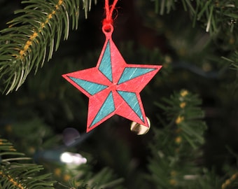 Mini Nautical Star Handcrafted Wooden Holiday Ornament