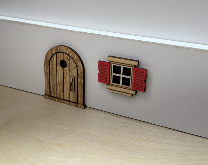 Miniature window with open shutters for 3 & 4 Inch Cute Lil' Mouse Doors or Fairy Doors. Available in several colors.