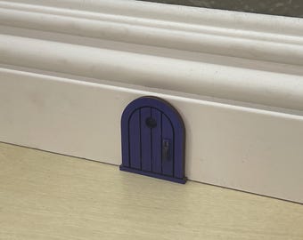 Handcrafted Painted Mouse 2” Door: Mystic Purple Basswood Decor (also used as fairy door)
