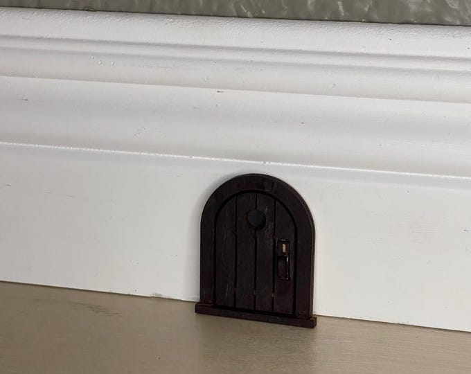 Painted Mouse Door: Night Raven Black, Whimsical 2 Inch Tall Wood Decor