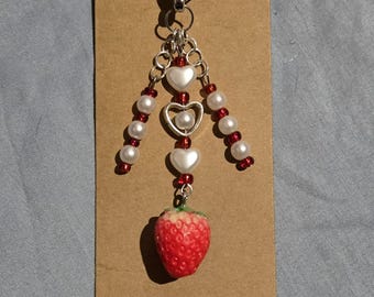 Portachiavi con perline a forma di fragola