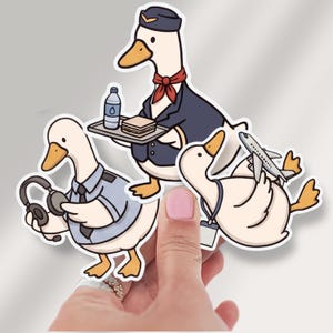 Funny Stewardess Goose Sticker Cute Flight Attendant Duck Kiss Cut Decal Fun Airline Pilot Decor Gift Silly Flight Crew 2 Inch Laptop Vinyl