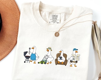 Dad Goose Shirt Simple Daddy TShirt Geese Unisex T-Shirt Dada Crewneck Gift Papa TeeShirt Vintage Dad Appreciation Retro Funny Minimalist