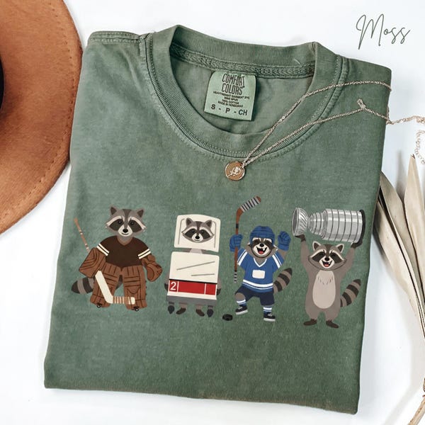 Funny Hockey Goalie Shirt Simple Hockey Lover Gift Unisex Raccoon Tee Game Crewneck Vintage Coach Present Retro Ice Hockey Humor Weirdcore