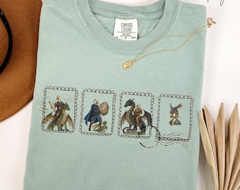 Vintage Dragon Book Lover Shirt Weirdcore Fantasy Tee Literary Graphic Top Dark Academia Dragon Gift for Librarian or Literature Lover