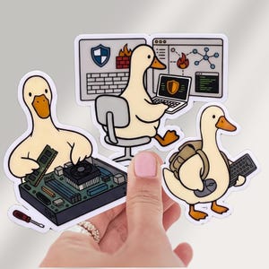 Funny Software Engineer Goose Sticker Cute Cyber Security Duck Kiss Cut Decal Computer Science Gift Silly IT Geek Humor 2 Inch Laptop Vinyl