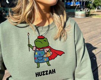 Medieval Artist Sweatshirt For Teacher Gift Vintage Frog Painter Pullover Retro History Crewneck Minimalist Creative Top Funny Art Class Tee