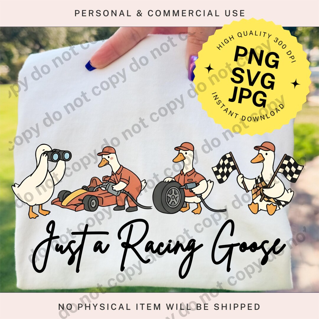 Silly Goose Racing Funny Racing Goose SVG PNG JPG Digital Download Cute Race Car Duck ...