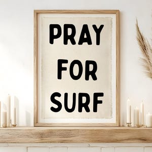 Pray for Surf Canvas Banner – Frayed Edge Cotton Tapestry, Coastal Decor