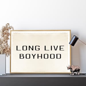 Long Live Boyhood Banner: Natural Canvas Wall Art, Modern Kids Decor