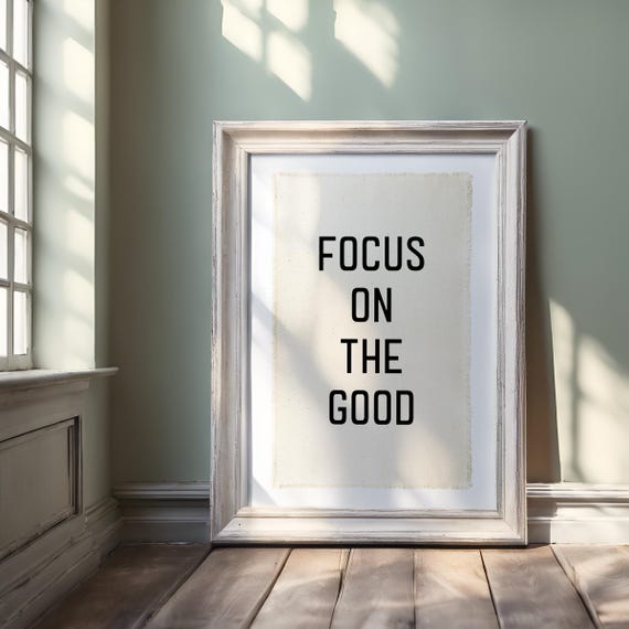 Focus On The Good Canvas Banner, Minimalist Quote Wall Hanging