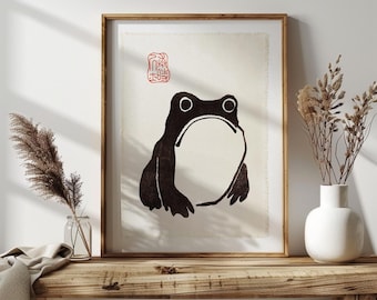 Fat Frog Japanese Art Print by Hoji – Framed or Rolled Canvas - Etsy