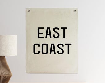 Banner de lona da Costa Leste: decoração de parede para casa de praia
