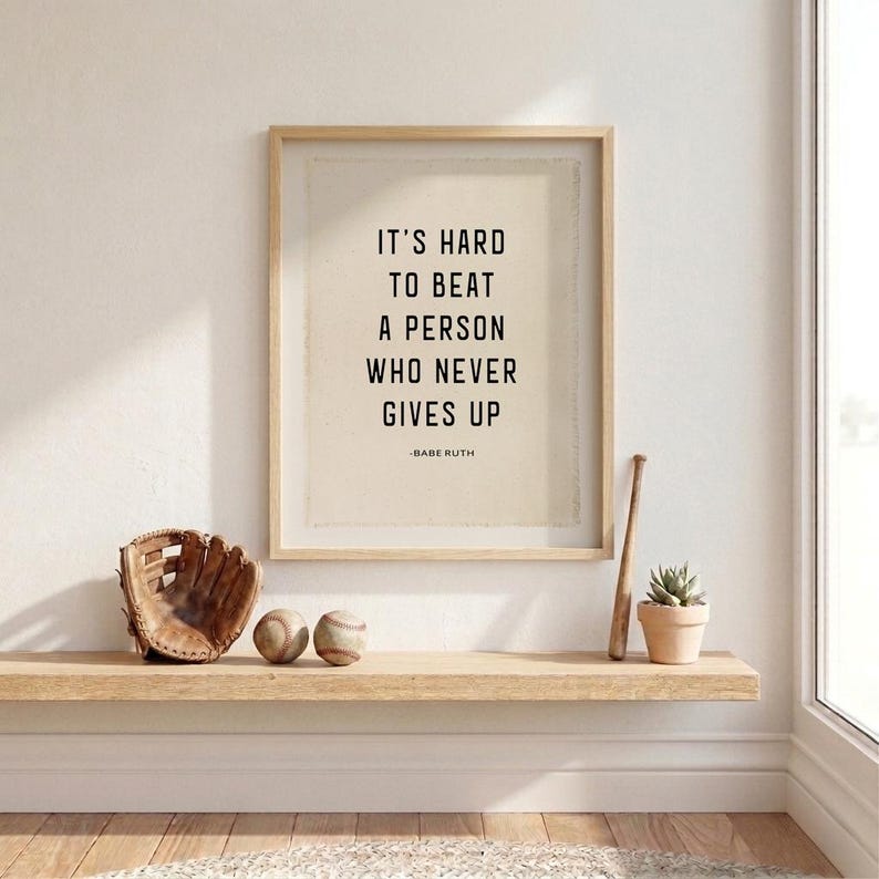 Babe Ruth Quote Canvas Banner – Vintage Baseball Wall Art, Kids Nursery ...