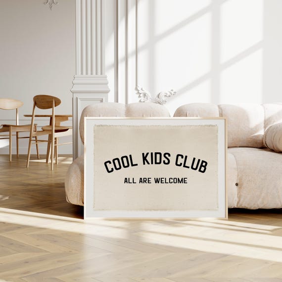 Cool Kids Club All Are Welcome Canvas Banner | Canvas Wall Hanging | Nursery Wall Decor | Wall Art | Kids Playroom Wall Decor | Wall Decor