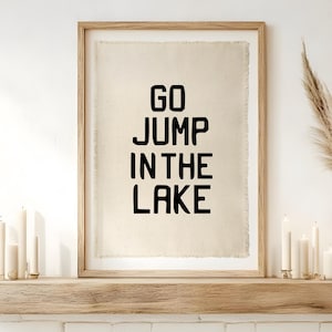 Go Jump In The Lake Beach Wall Decor,Coastal Canvas,Surf Banner Tapestry, Beach Wall Art, Surf Tapestry Flag, Coastal Wall Decor