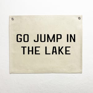 Go Jump In The Lake Beach Wall Decor,Coastal Canvas,Surf Banner Tapestry, Beach Wall Art, Surf Tapestry Flag, Coastal Wall Decor