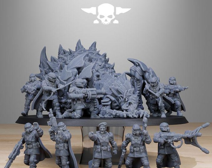 Vaskar Hunters 32mm/28mm (StationForge) RPG Set | 3D Print Scifi | Tabletop Game Set | Wargaming Gift | RPG Gifts | Sci-Fi Miniatures
