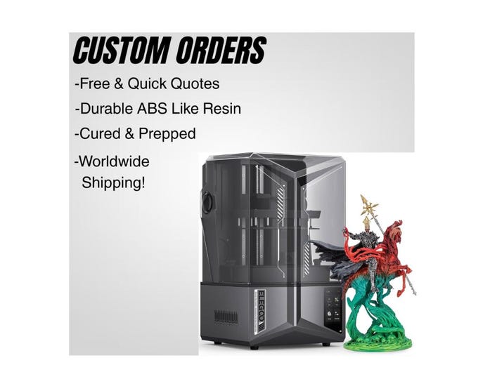 Custom 3D Print on Demand Service, Tabletop Miniatures / Display Models. Made with Resin.