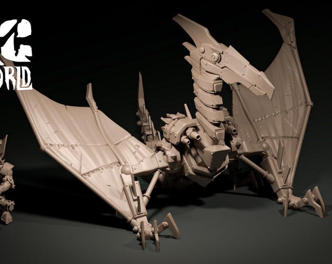Orc Mecha Pterodactyl 32mm/28mm (DinoWorld) Dinosaur Miniatures | RPG Set | Scifi 3D Print | Wargaming Gift | Tabletop Game Set