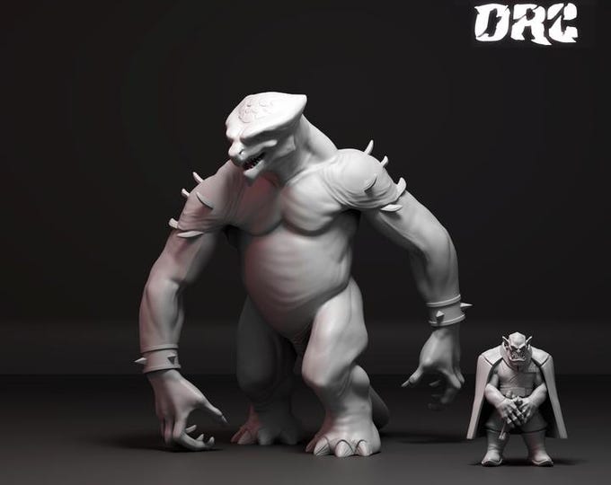 Orc Clawdrak 32mm/28mm (DinoWorld) Dinosaur Miniatures | RPG Set | Scifi 3D Print | Wargaming Gift | Tabletop Game Set