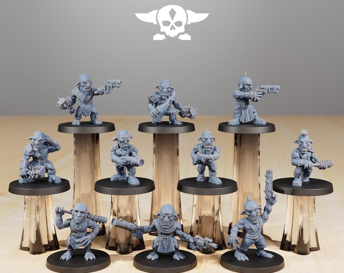 Orkaz Goblins 32mm/28mm (StationForge) RPG Set | 3D Print Scifi | Tabletop Game Set | Wargaming Gift | RPG Gifts | Sci-Fi Miniatures