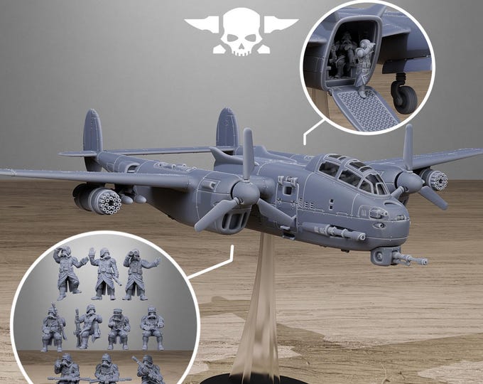 GrimGuard Vulture Plane 32mm/28mm (StationForge) RPG Set | 3D Print Scifi | Tabletop Game Set | Wargaming Gift | RPG Gifts