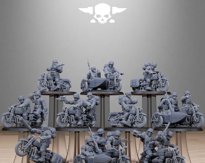 FreeGuard Bikers 32mm/28mm (StationForge) RPG Set | 3D Print Scifi | Tabletop Game Set | Wargaming Gift | RPG Gifts | Sci-Fi Miniatures