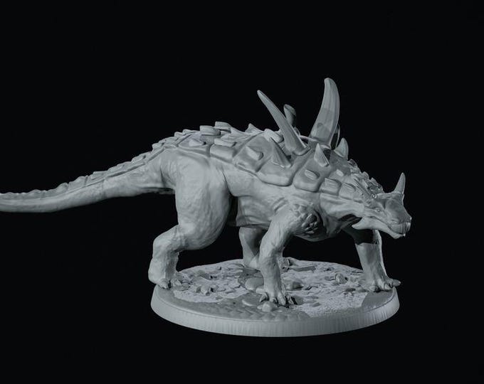Ankylosaurio 32mm/28mm (DinoWorld) Fantasy Gaming RPG | Wargaming Gift | Tabletop Game Set | 3D Printed Dinosaurs