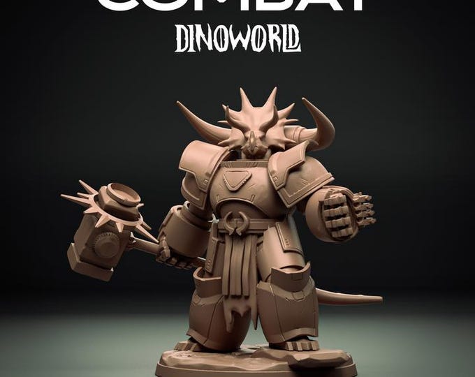 Commander Tricara 32mm/28mm (DinoWorld) Dinosaur Miniatures | RPG Set | Scifi 3D Print | Wargaming Gift | Tabletop Game Set