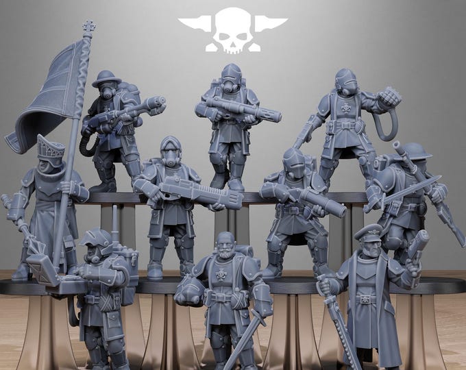 RoyalGuard Enforcers 32mm/28mm (StationForge) RPG Set | 3D Print Scifi | Tabletop Game Set | Wargaming Gift | RPG Gifts | Sci-Fi Miniatures