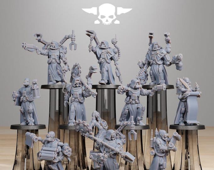 Scavenger Vicars 32mm/28mm (StationForge) RPG Set | 3D Print Scifi | Tabletop Game Set | Wargaming Gift | RPG Gifts | Sci-Fi Miniatures