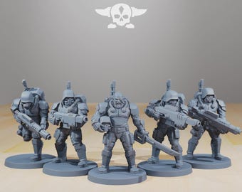 ロイヤルガード歩兵 32mm (StationForge) RPGセット | 3DプリントSF | テーブルトップゲームセット | ウォーゲーミングギフト | RPGギフト | SFミニチュア