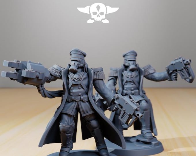 GrimGuard Officer 32mm/28mm (StationForge) RPG Set | 3D Print Scifi | Tabletop Game Set | Wargaming Gift | RPG Gifts | Sci-Fi Miniatures