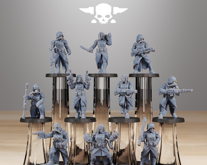 GrimGuard Sisters of War 32mm/28mm (StationForge) RPG Set | 3D Print Scifi | Tabletop Game Set | Wargaming Gift | RPG Gifts