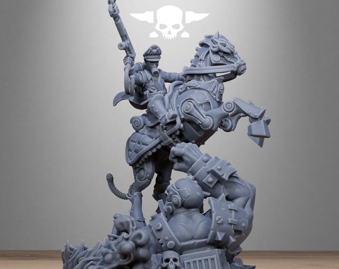 GrimGuard Officer Horseman 32mm/28mm (StationForge) RPG Set | 3D Print Scifi | Tabletop Game Set | Wargaming Gift | RPG Gifts