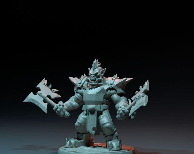 Orc Axe Master 32mm/28mm (DinoWorld) Dinosaur Miniatures | RPG Set | Scifi 3D Print | Wargaming Gift | Tabletop Game Set