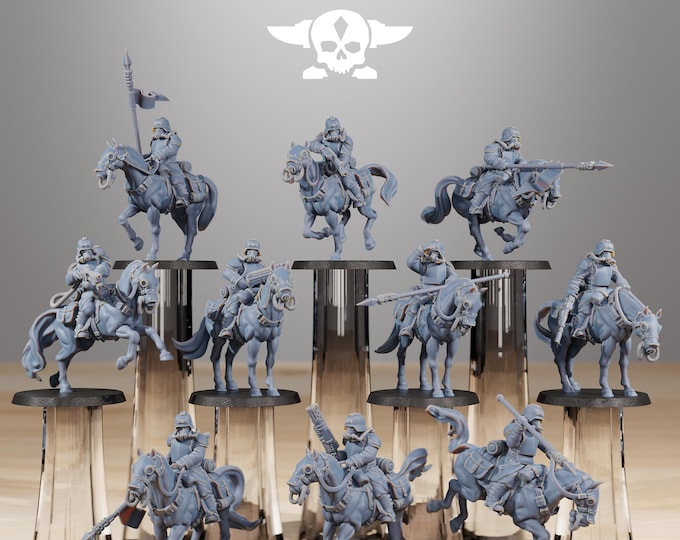 GrimGuard Cavalry 32mm/28mm (StationForge) RPG Set | 3D Print Scifi | Tabletop Game Set | Wargaming Gift | RPG Gifts  | Sci-Fi Miniatures