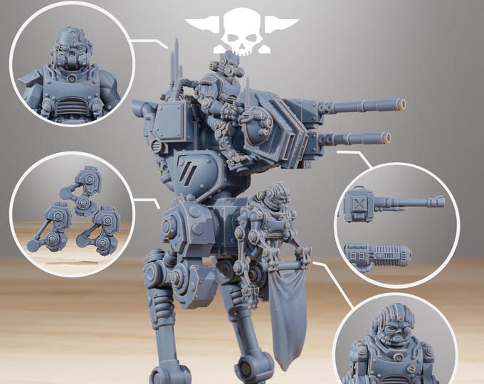 Scavenger Walker 32mm/28mm (StationForge) RPG Set | 3D Print Scifi | Tabletop Game Set | Wargaming Gift | RPG Gifts | Sci-Fi Miniatures