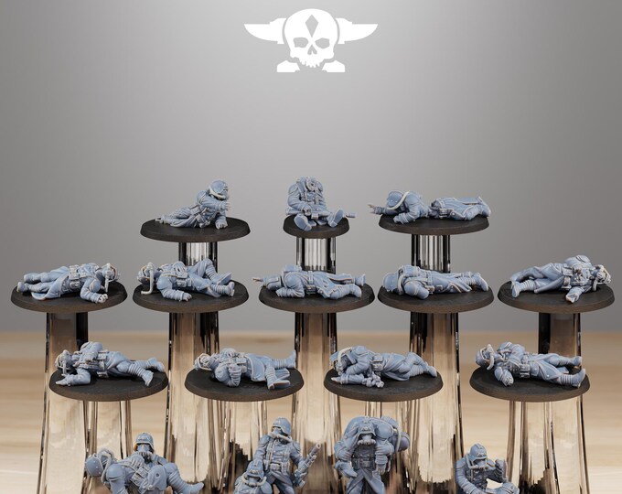 GrimGuard The Fallen 32mm/28mm (StationForge) RPG Set | 3D Print Scifi | Tabletop Game Set | Wargaming Gift | RPG Gifts  | Sci-Fi Miniatures
