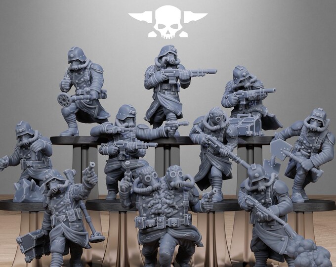 GrimGuard Radioactive Mutants 32mm/28mm (StationForge) RPG Set | 3D Print Scifi | Tabletop Game Set | Wargaming Gift | RPG Gifts
