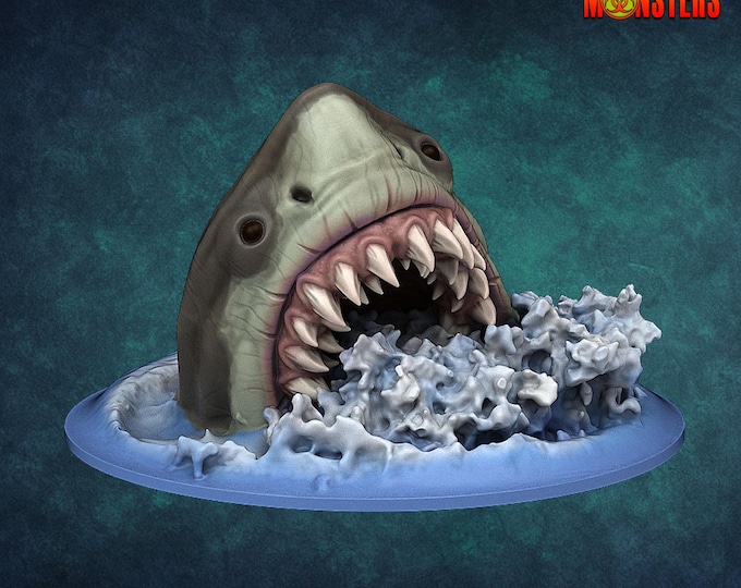 Shark Miniature Set x3 Poses 28/32mm (PrintYourMonsters) RPG Set | Fantasy Miniatures | DnD 5E | Pathfinder Gift | Wargamers | Giftful Hobby