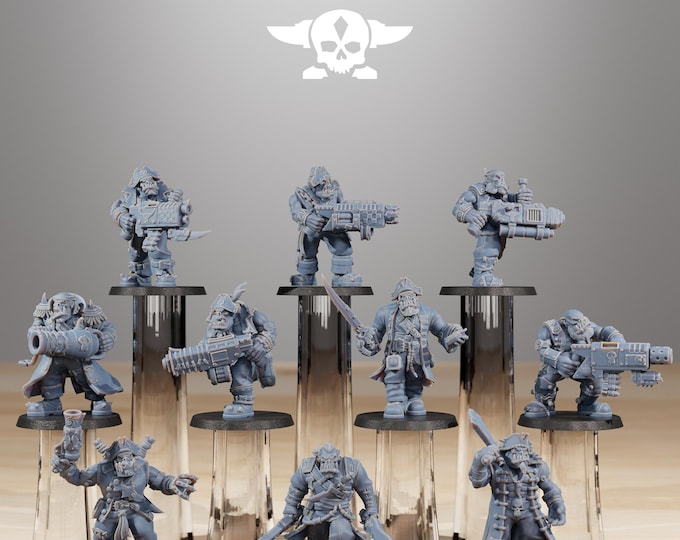 Orkaz Pirates 32mm/28mm (StationForge) RPG Set | 3D Print Scifi | Tabletop Game Set | Wargaming Gift | RPG Gifts | Sci-Fi Miniatures