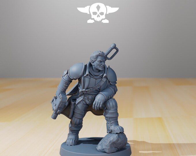 GrimGuard Colonel Mikhail 32mm/28mm (StationForge) RPG Set | 3D Print Scifi | Tabletop Game Set | Wargaming Gift | RPG Gifts