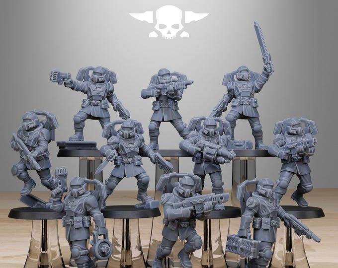 Vaskar Jump Squad 32mm/28mm (StationForge) RPG Set | 3D Print Scifi | Tabletop Game Set | Wargaming Gift | RPG Gifts | Sci-Fi Miniatures