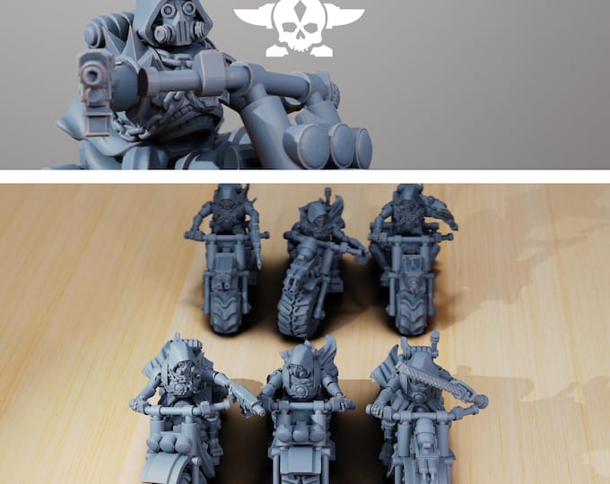 Scavenger Bikers 32mm/28mm (StationForge) RPG Set | 3D Print Scifi | Tabletop Game Set | Wargaming Gift | RPG Gifts | Sci-Fi Miniatures