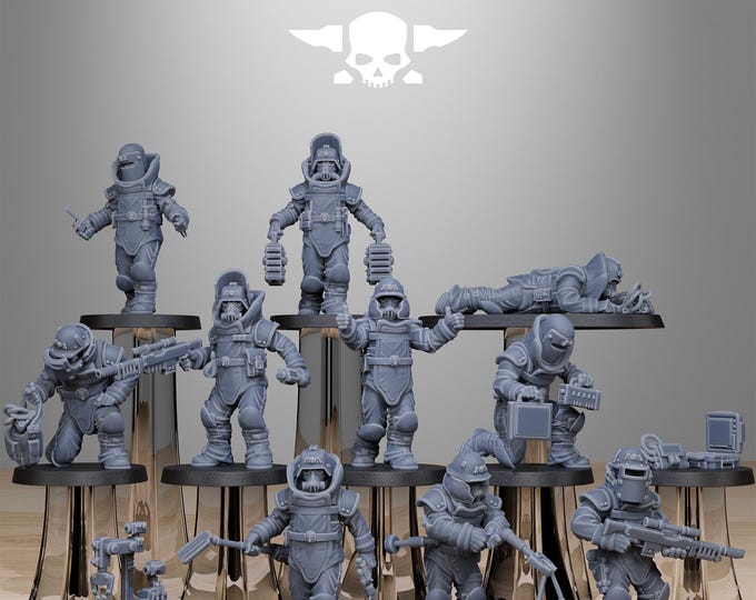 GrimGuard Bomb Squad 32mm/28mm (StationForge) RPG Set | 3D Print Scifi | Tabletop Game Set | Wargaming Gift | RPG Gifts  | Sci-Fi Miniatures